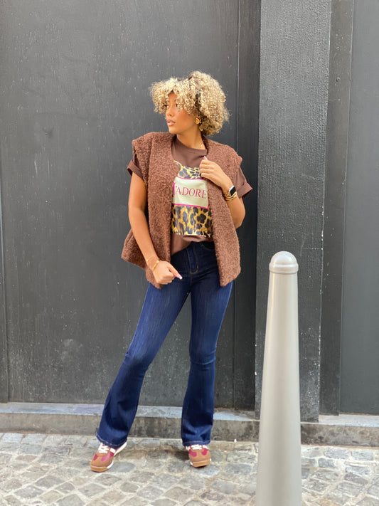 veste sans manches Lyly brune