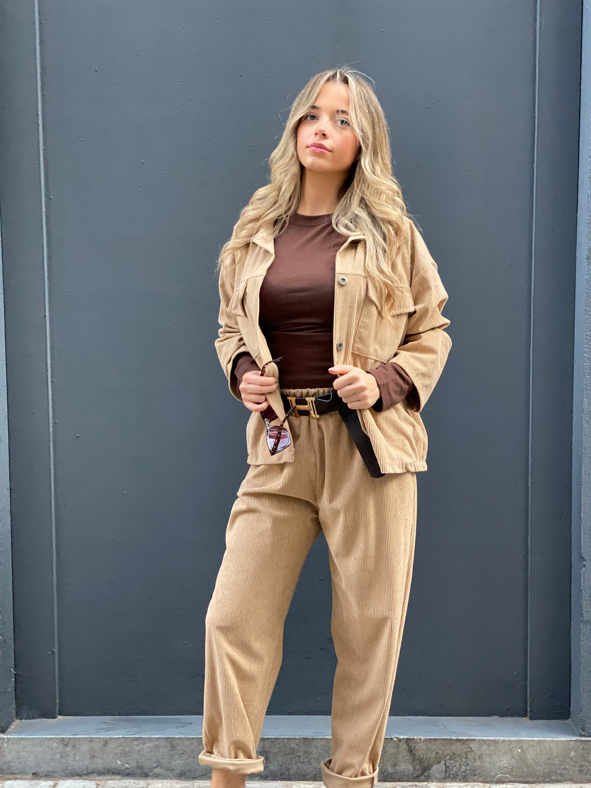 Ensemble Lou beige velours