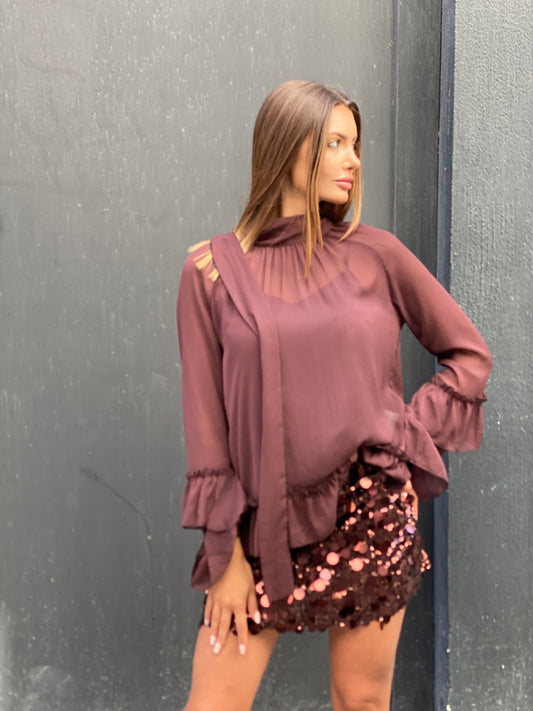 Jupe lize  sequins
